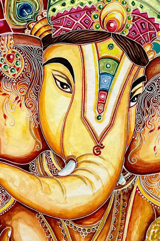 Serene Divinity: Ganesha in Vibrant Watercolor - Image 2
