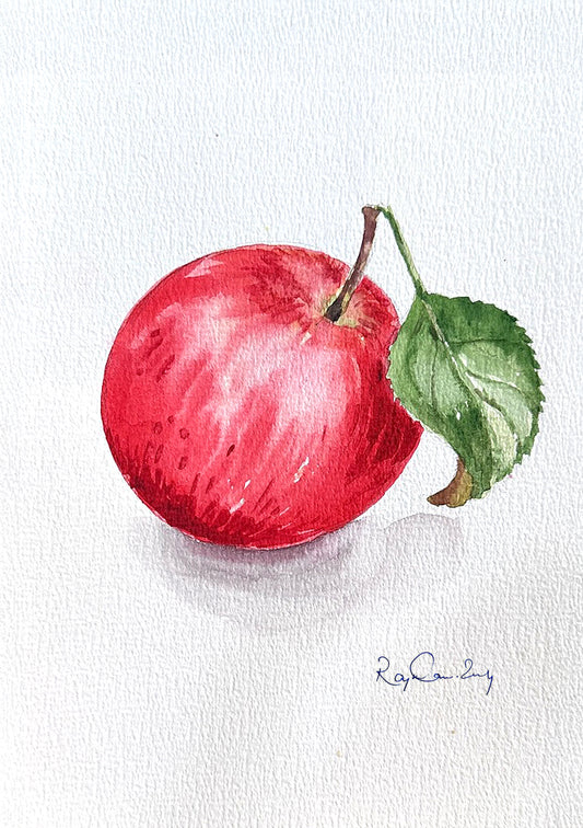 Apple Small watercolor Painting (A5 Size) - Image 1