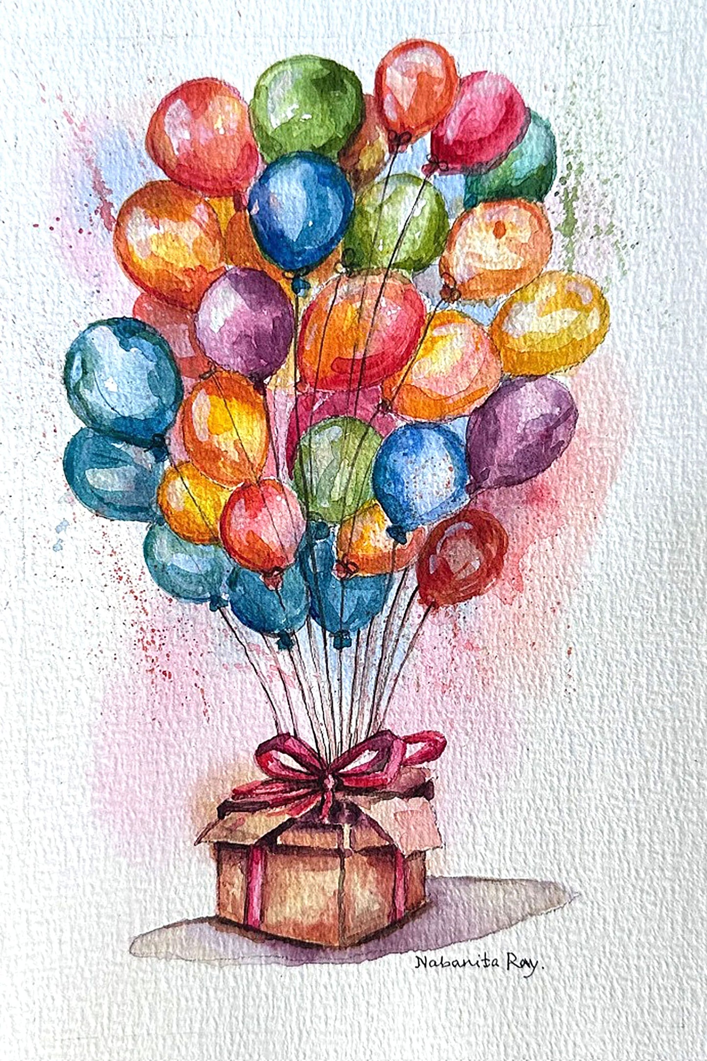 balloon Small watercolor Painting (A5 Size) - Image 2