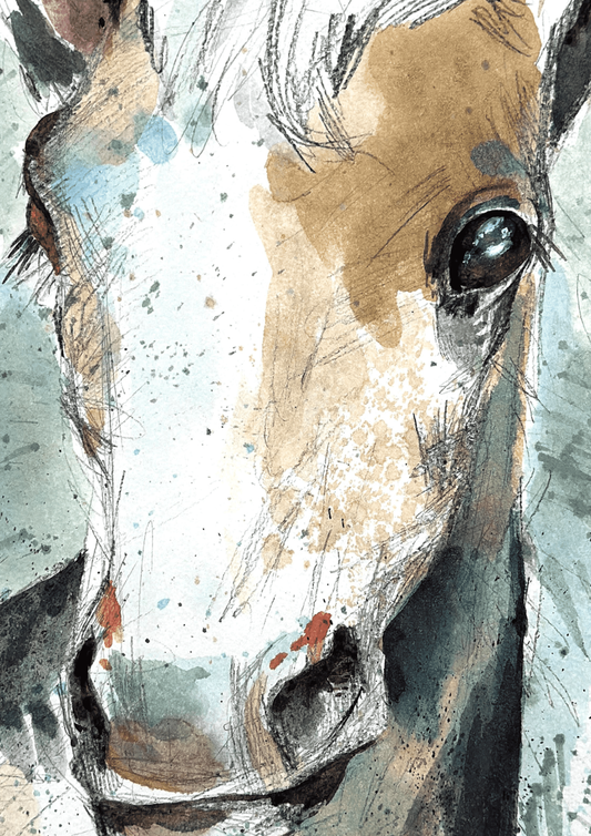 Horse in Bloom: Original Watercolor Painting