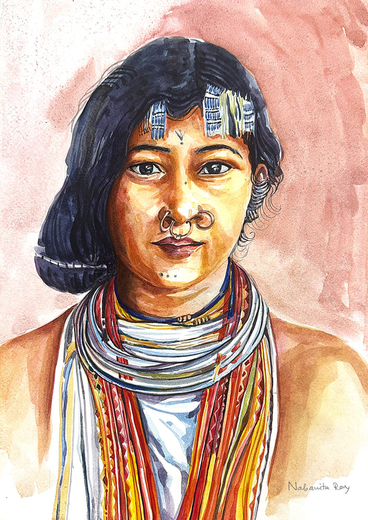 Tribal Woman Watercolor Painting - Image 2