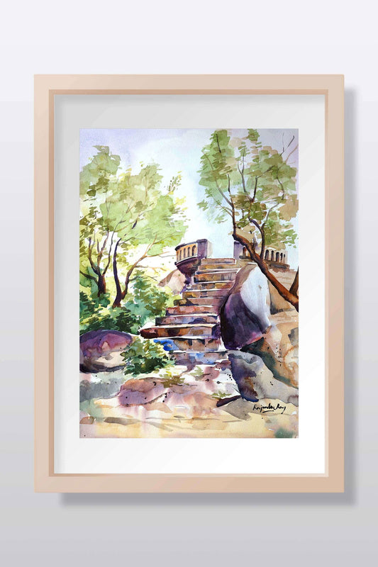 Abandoned Fort watercolor scenery - Image 1