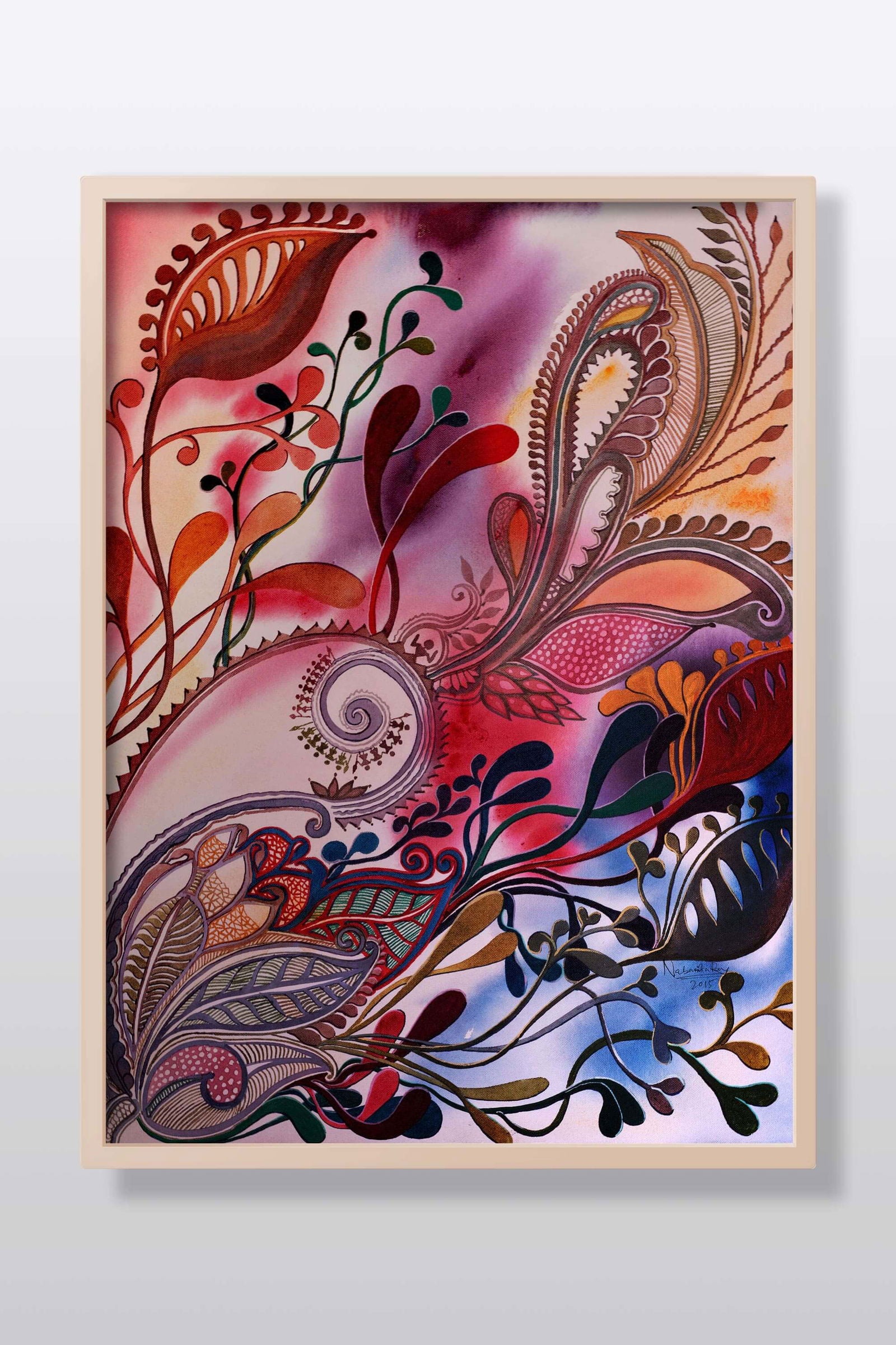 Beauty Floral Acrylic Painting on Stretched Canvas - Image 1