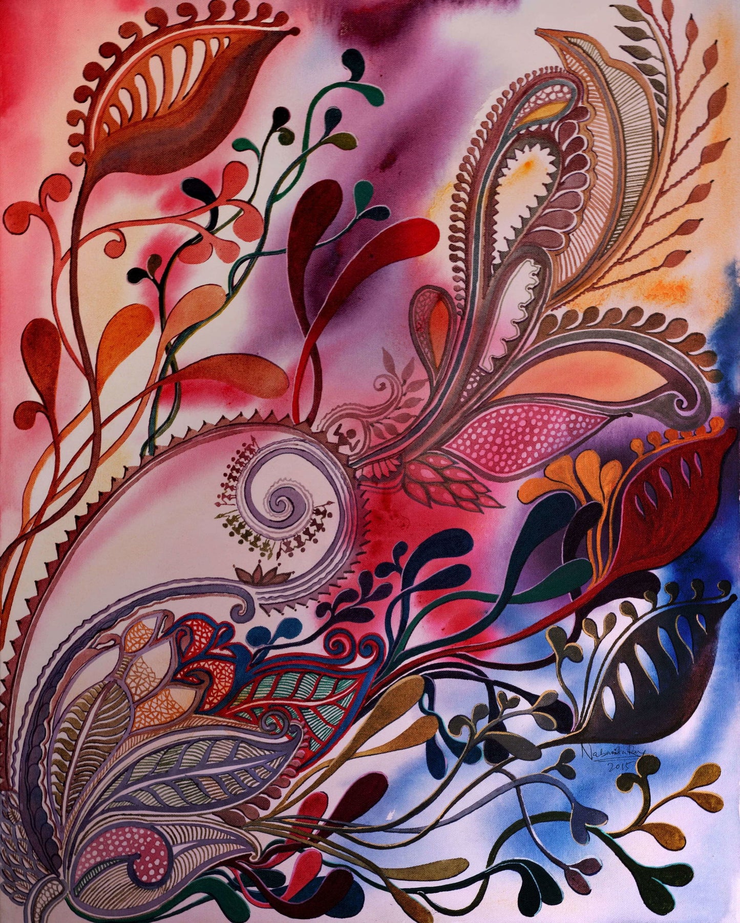 Beauty Floral Acrylic Painting on Stretched Canvas - Image 2