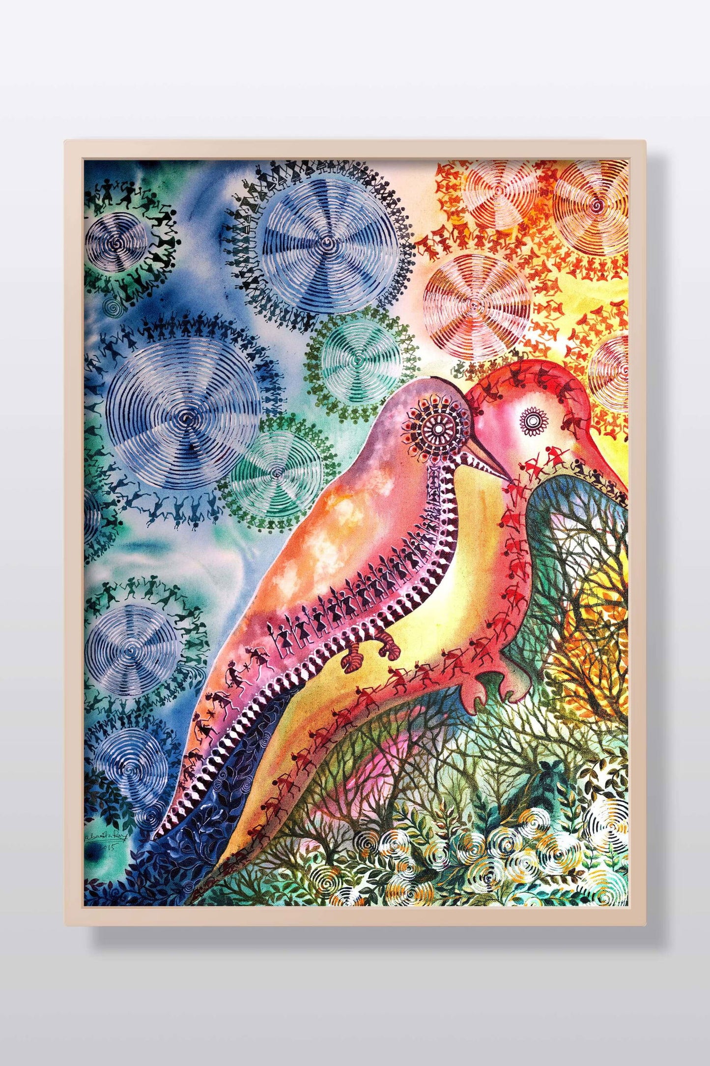 Bird Family Acrylic Painting - Image 1