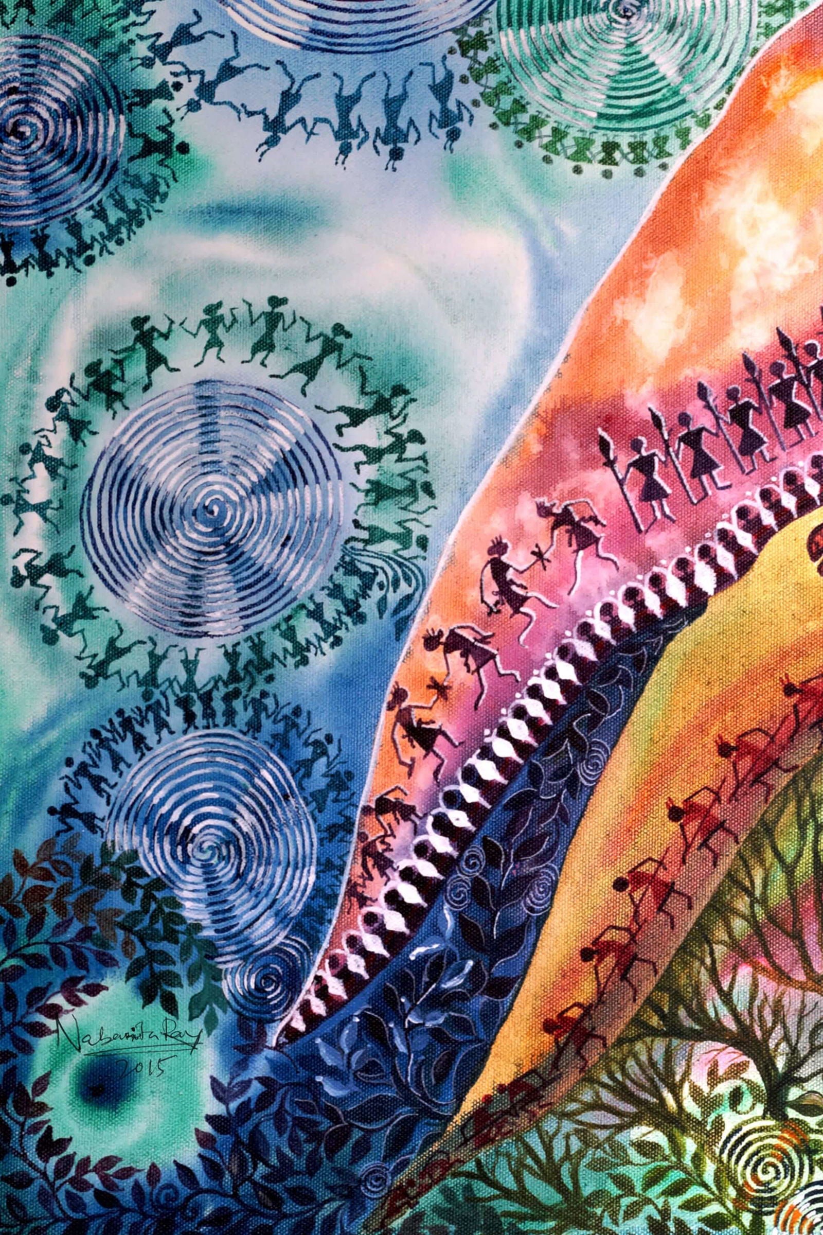 Bird Family Acrylic Painting - Image 4