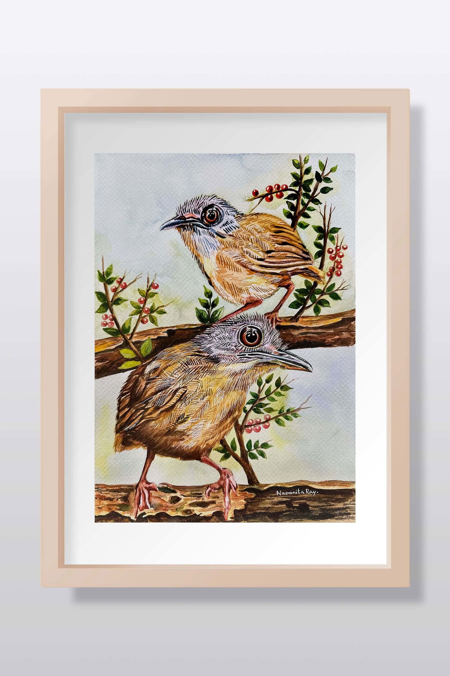 Bird hatchlings Watercolor Painting - Image 1
