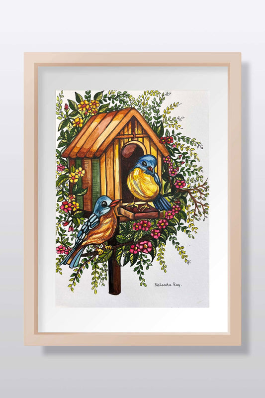 Birds Nest Watercolor Painting - Image 1