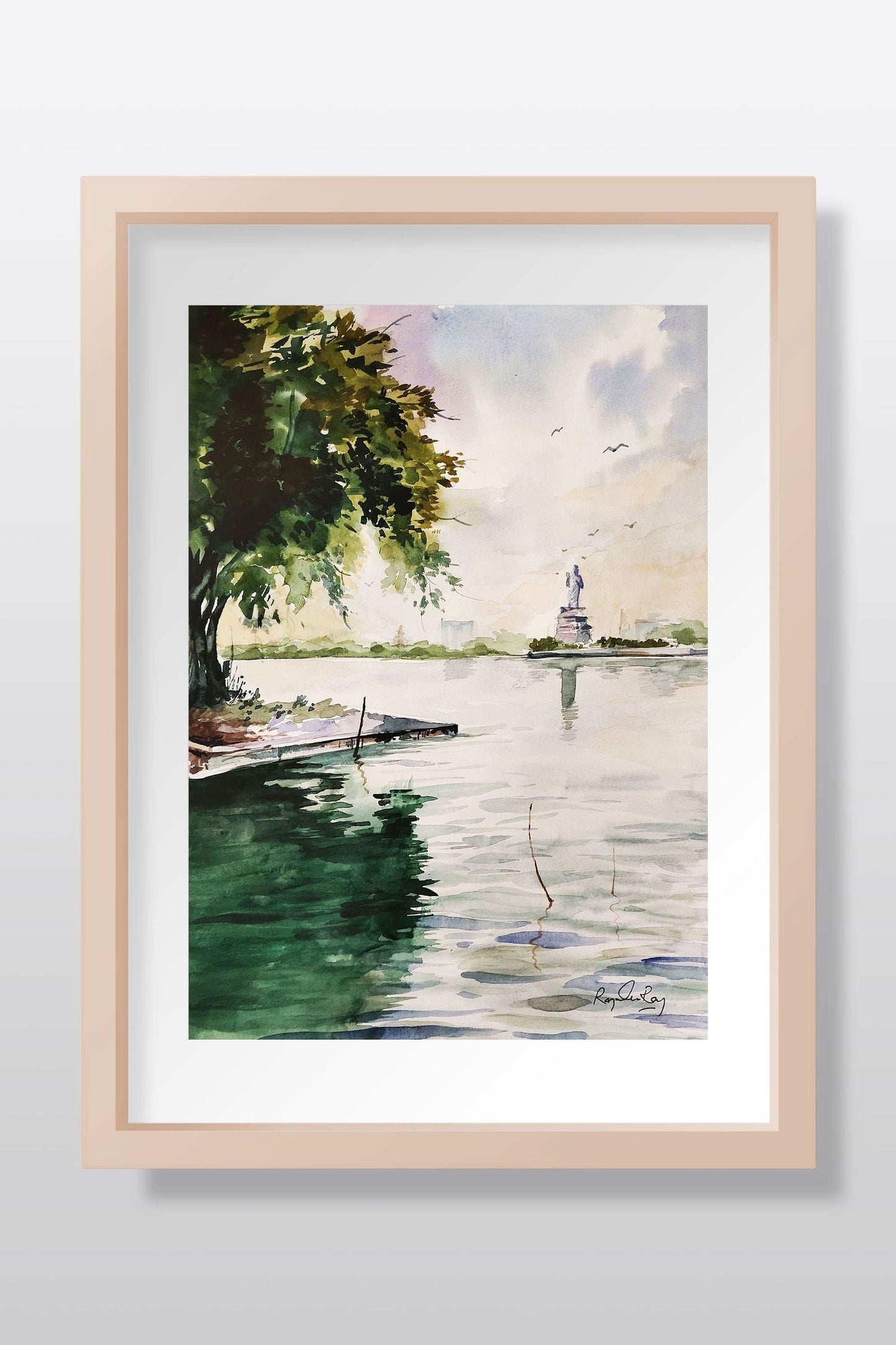 Buddha Statue watercolor scenery - Image 1