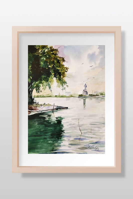Buddha Statue watercolor scenery - Image 1