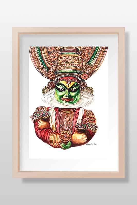 Cultural Heritage Captured: Original Kathakali Dancer Watercolor Painting - Image 1