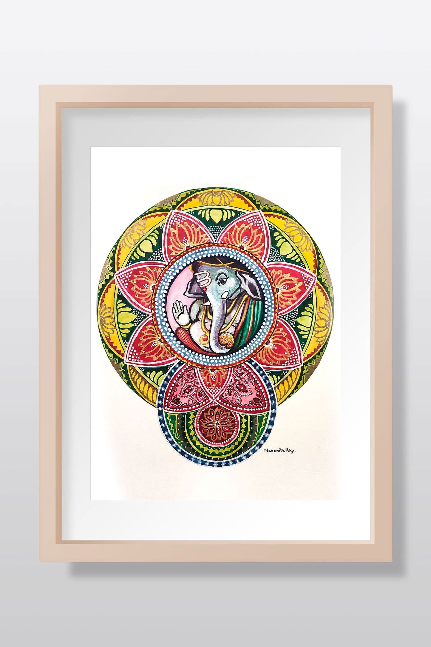 Divine Elegance: Traditional Watercolor Painting of Ganesha - Image 1