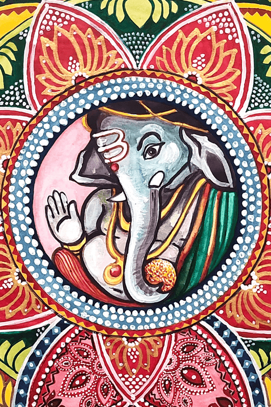 Divine Elegance: Traditional Watercolor Painting of Ganesha - Image 2