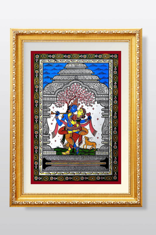 Divine Rhythms: Radha Krishna Rasa Leela on Patta Chitra Original Painting - Image 1
