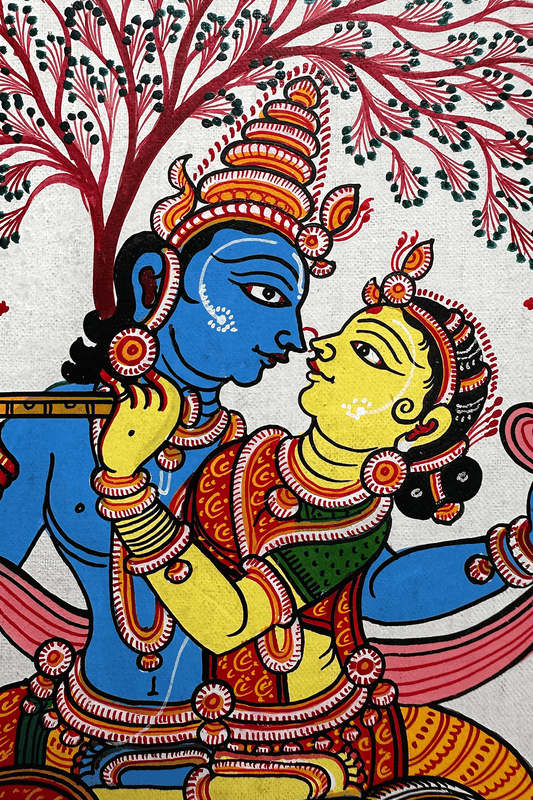 Divine Rhythms: Radha Krishna Rasa Leela on Patta Chitra Original Painting - Image 2