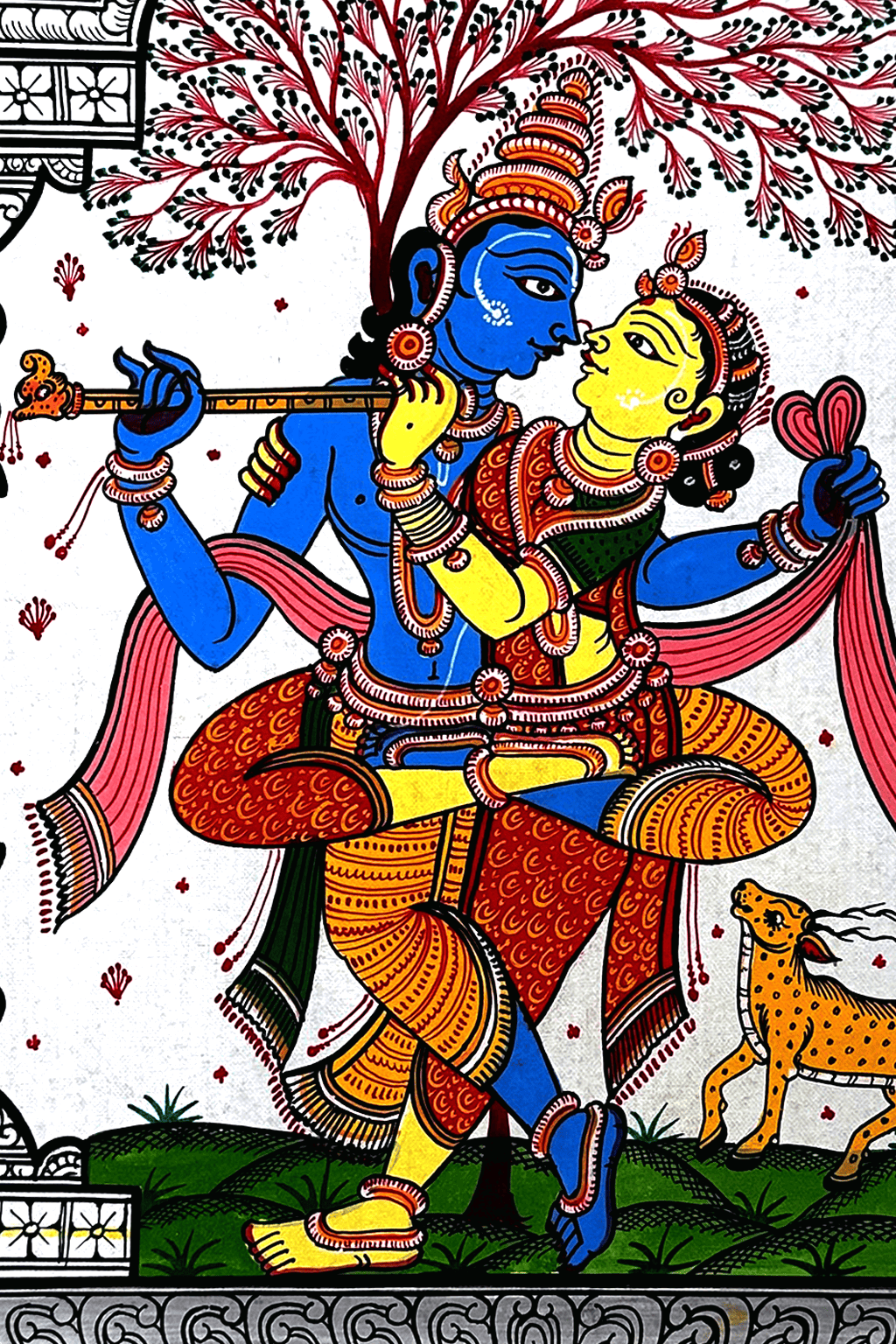 Divine Rhythms: Radha Krishna Rasa Leela on Patta Chitra Original Painting - Image 4