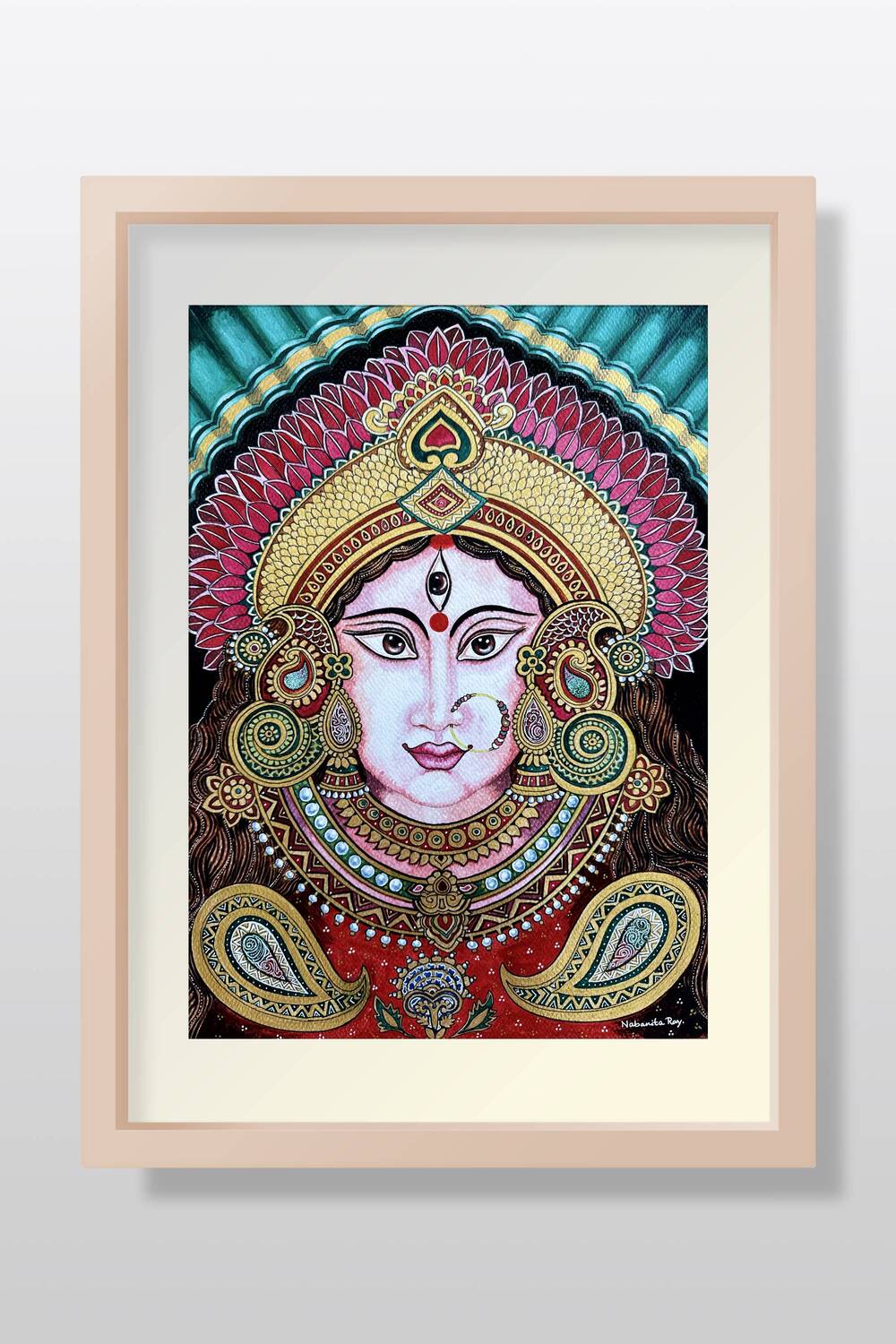 Maa Durga 2 Watercolor painting Watercolor painting Art by Nabanita Ray maa-durga-2-watercolor-painting