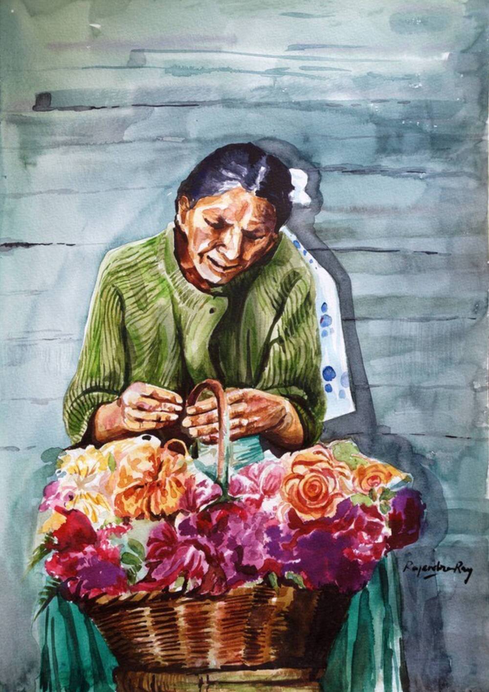 Florist Woman Watercolor Painting