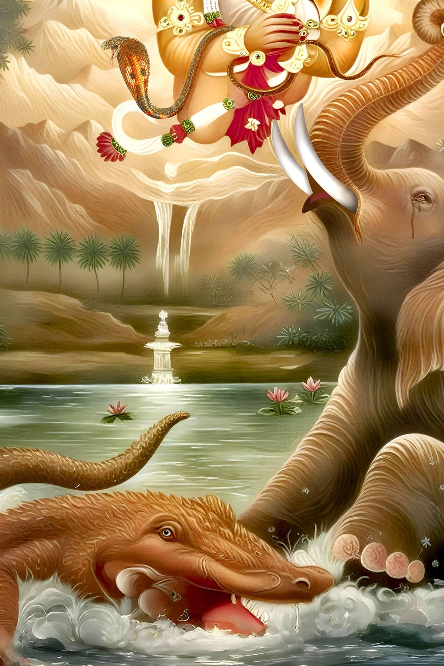 Gajendra Moksha Digital Painting: Epic Hindu Mythology Art in Stunning 4K Detail (2025) - Image 4