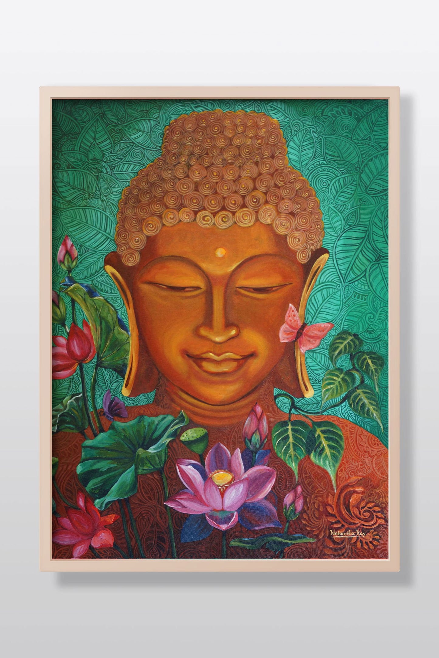 Gautam Buddha Acrylic Painting on Stretched Canvas - Image 1