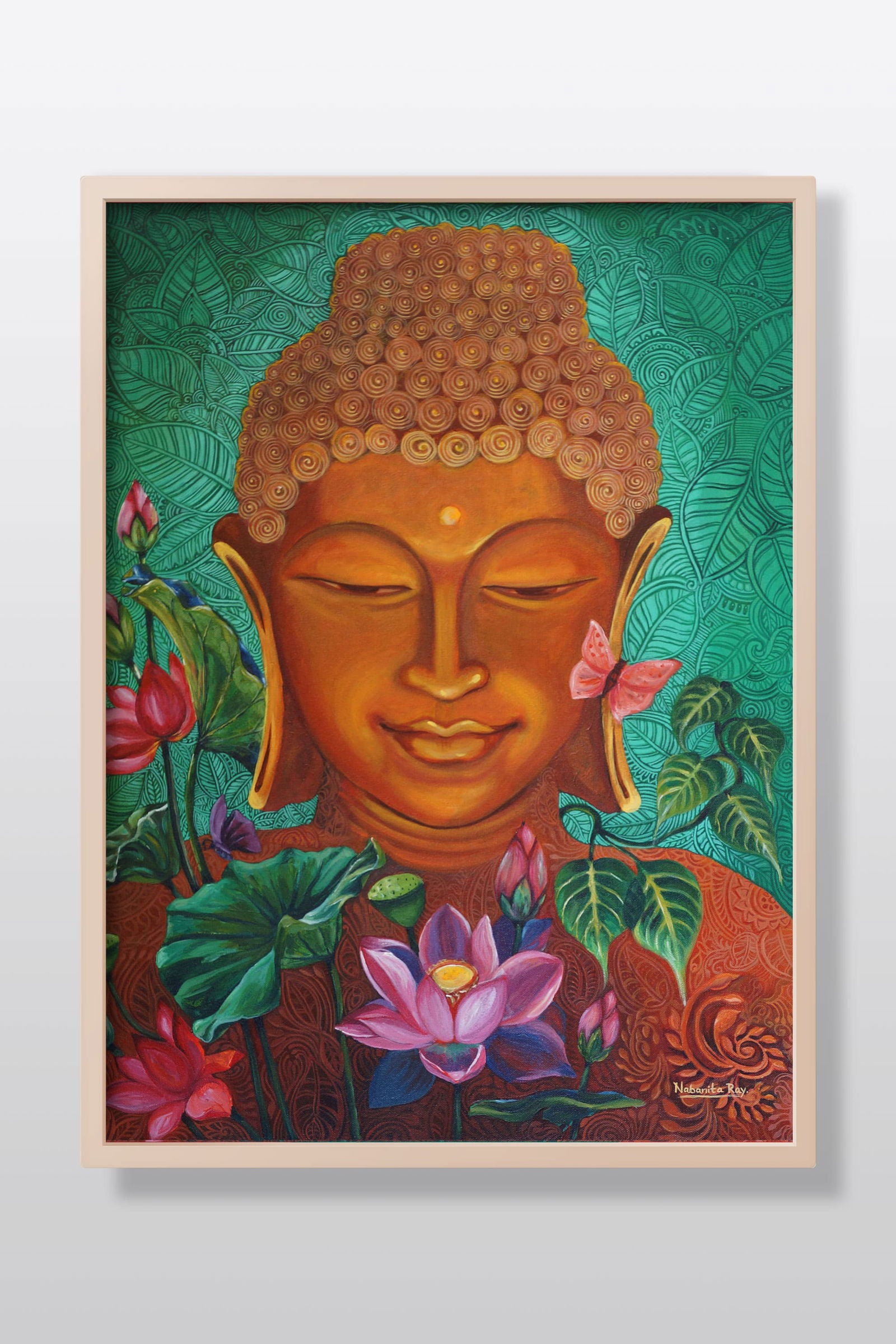 Gautam Buddha Acrylic Painting on Stretched Canvas - Image 1