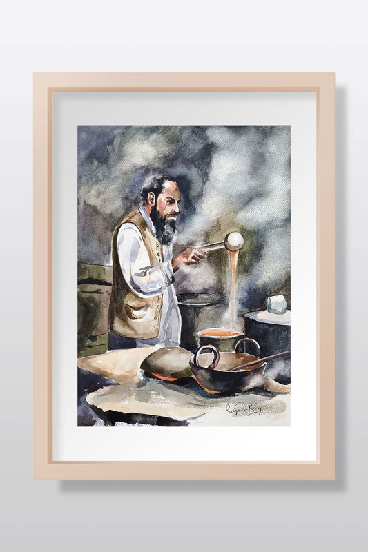 Hyderabadi Irani Chai Shop watercolor scenery - Image 1