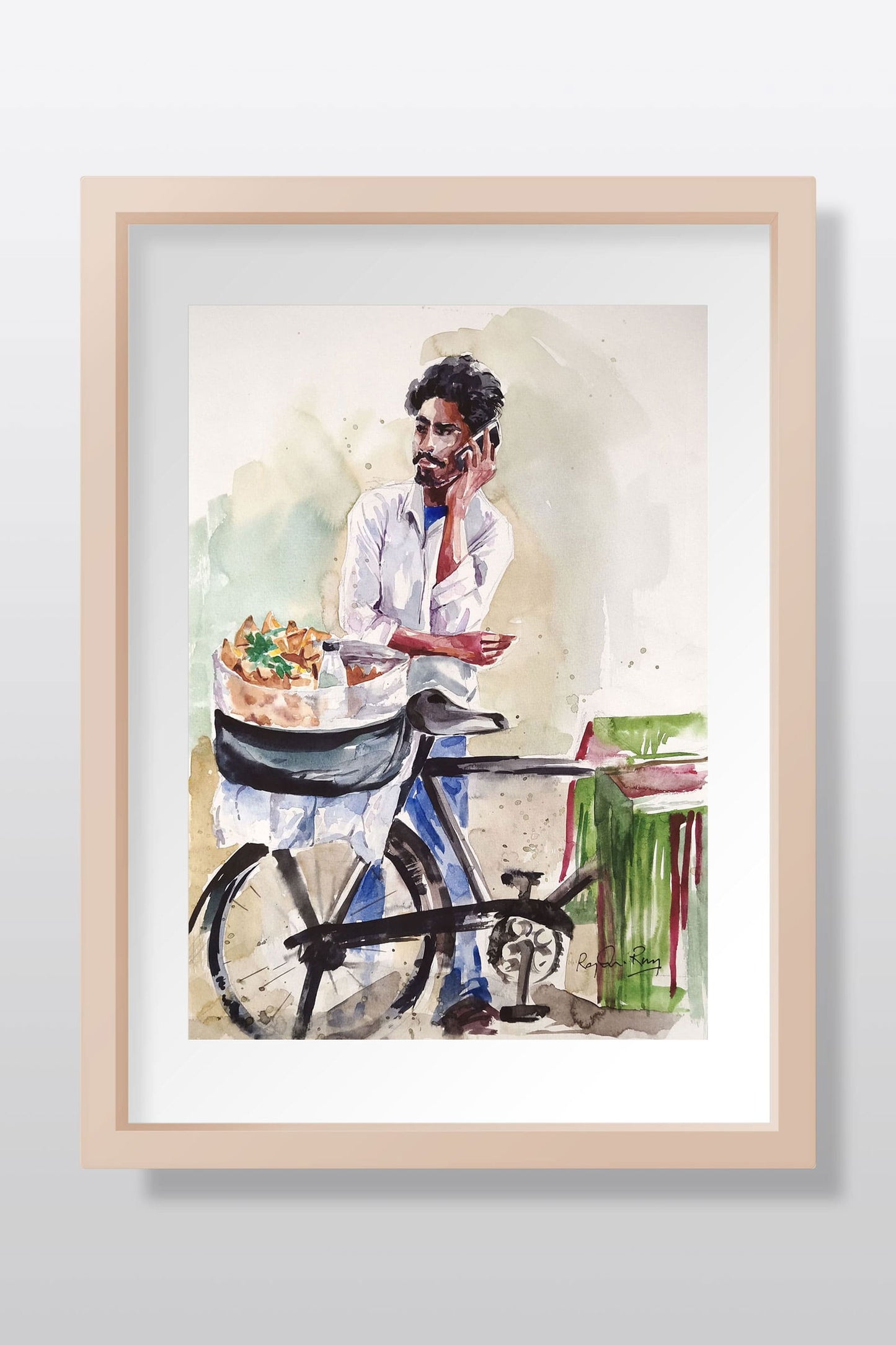 Hyderabadi Onion Samosa Vendor Watercolor painting - Image 1