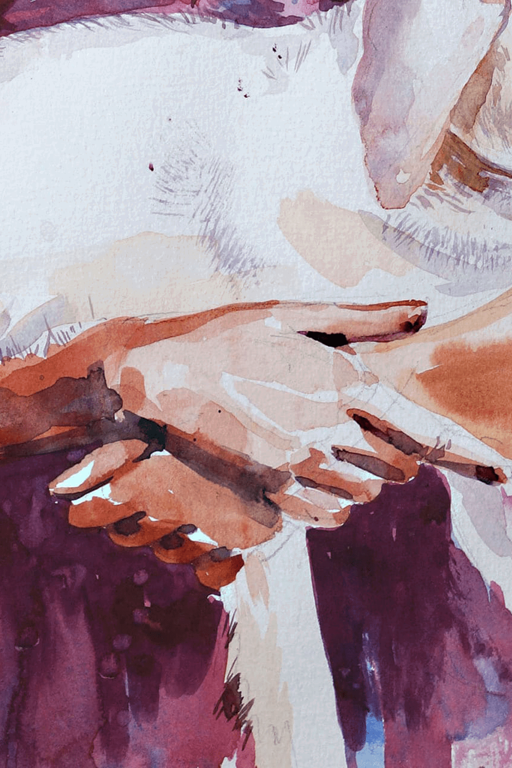 Innocent Girl Watercolor Painting - Image 3