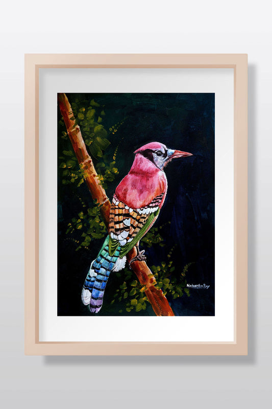 Rainbow Jay Bird Watercolor Painting - Image 1