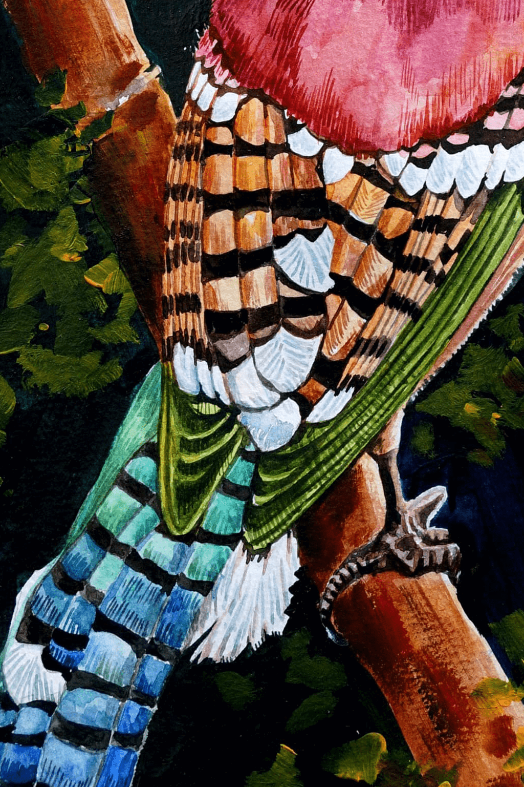 Rainbow Jay Bird Watercolor Painting - Image 3