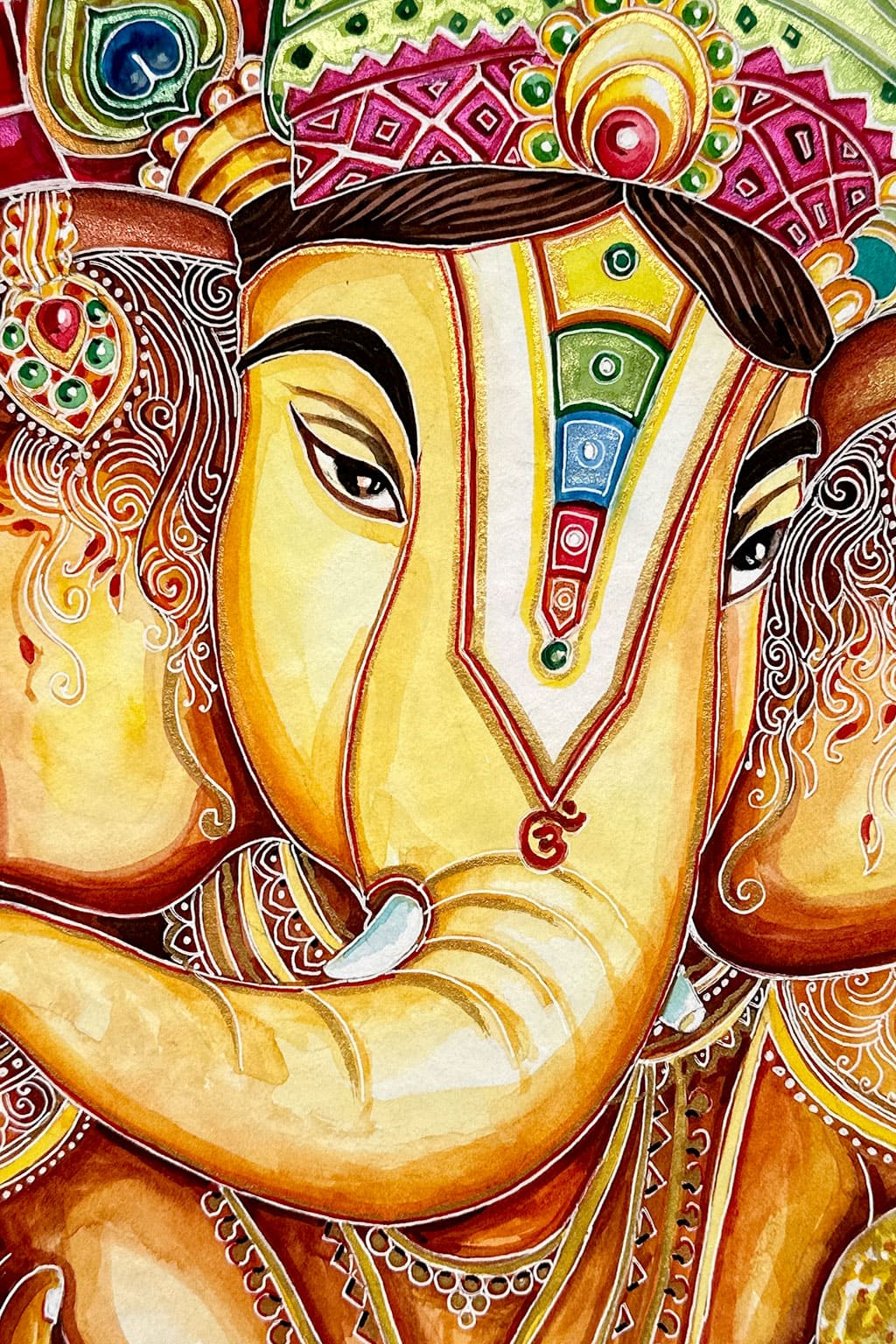 Serene Divinity: Ganesha in Vibrant Watercolor - Image 2
