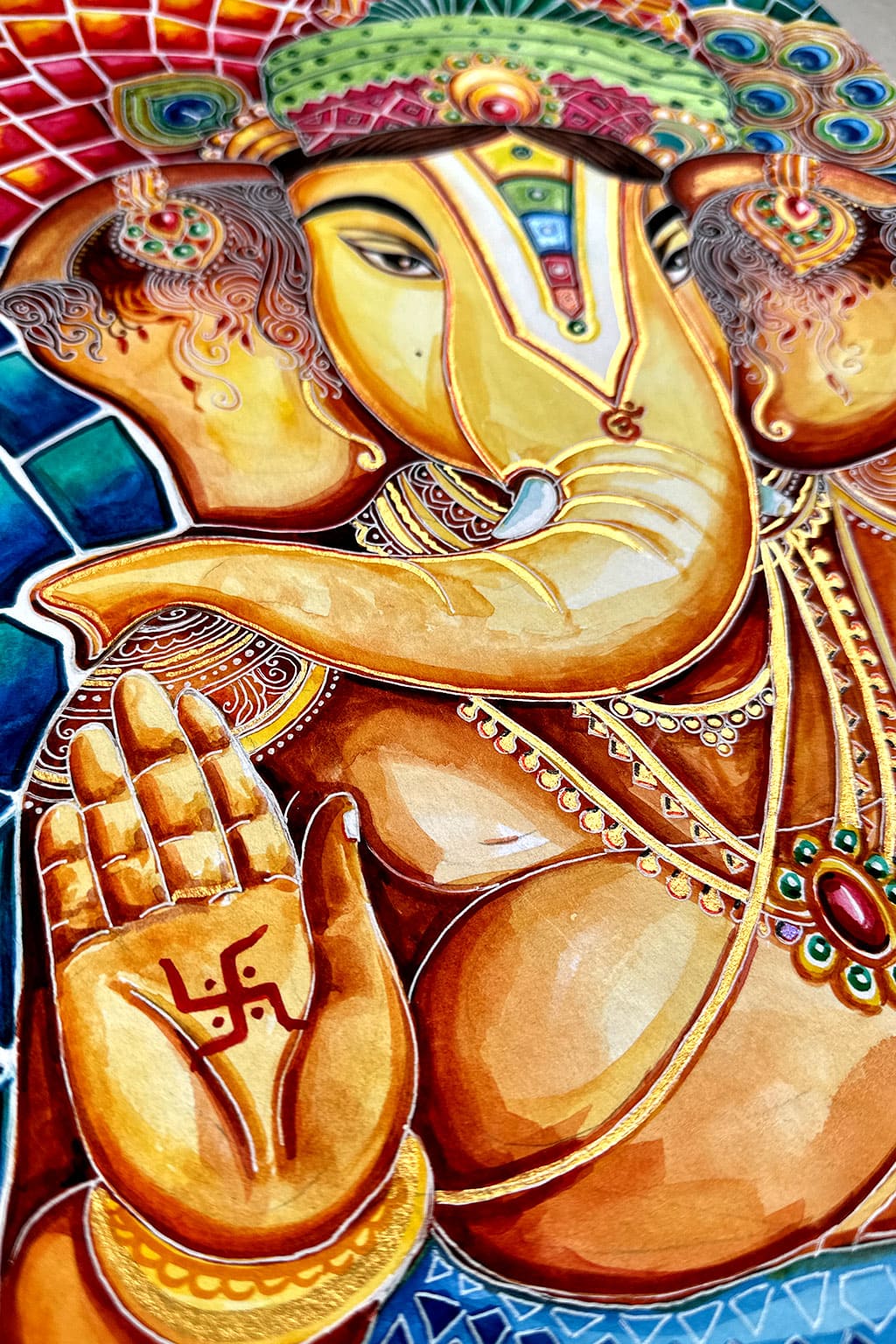 Serene Divinity: Ganesha in Vibrant Watercolor - Image 3