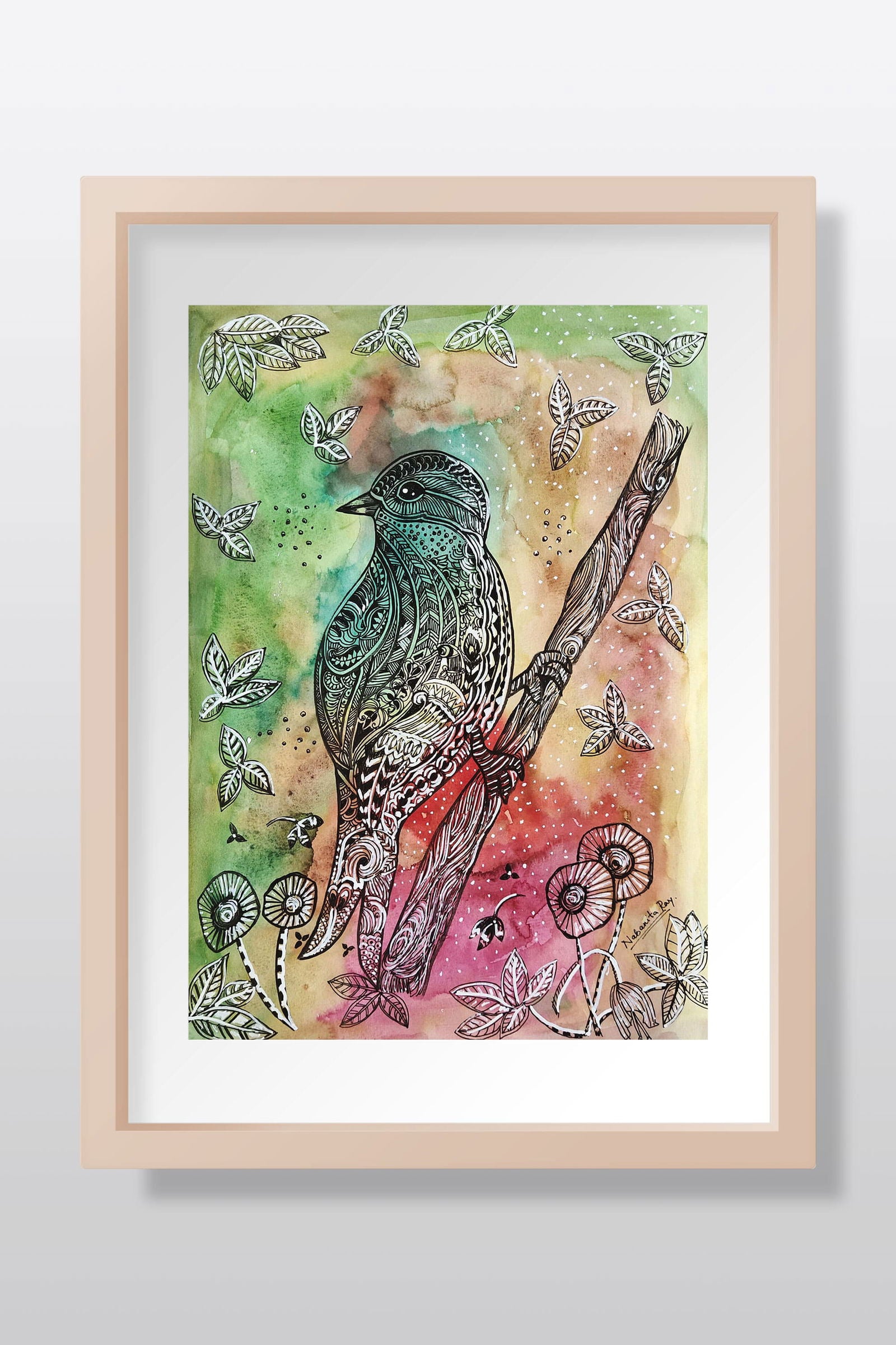 Traditional Bird Watercolor Painting - Image 1