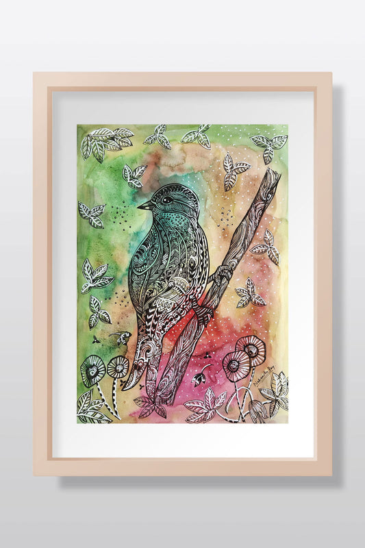 Traditional Bird Watercolor Painting - Image 1