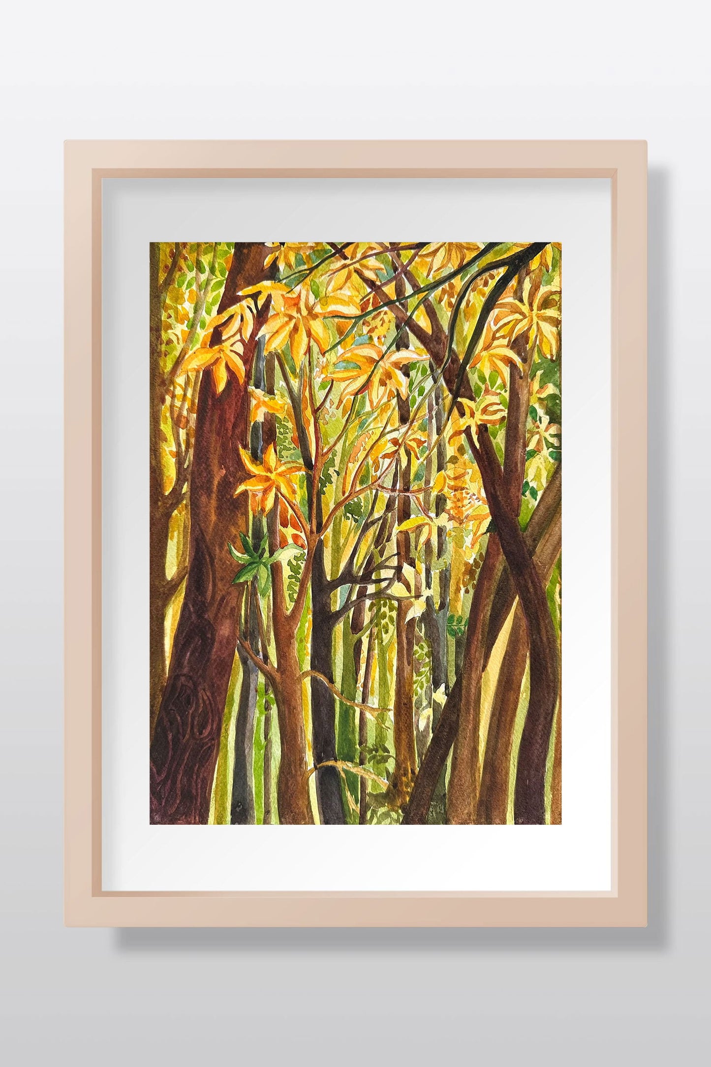 Trees Original Watercolor Painting - Image 1