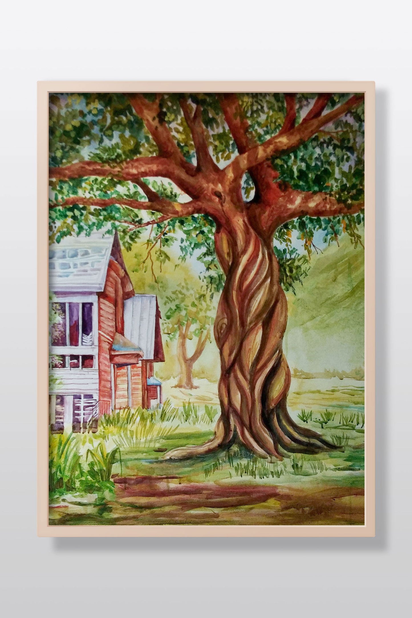 Village Corner Acrylic Painting on Stretched Canvas - Image 1