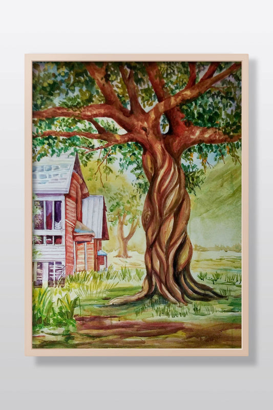 Village Corner Acrylic Painting on Stretched Canvas - Image 1
