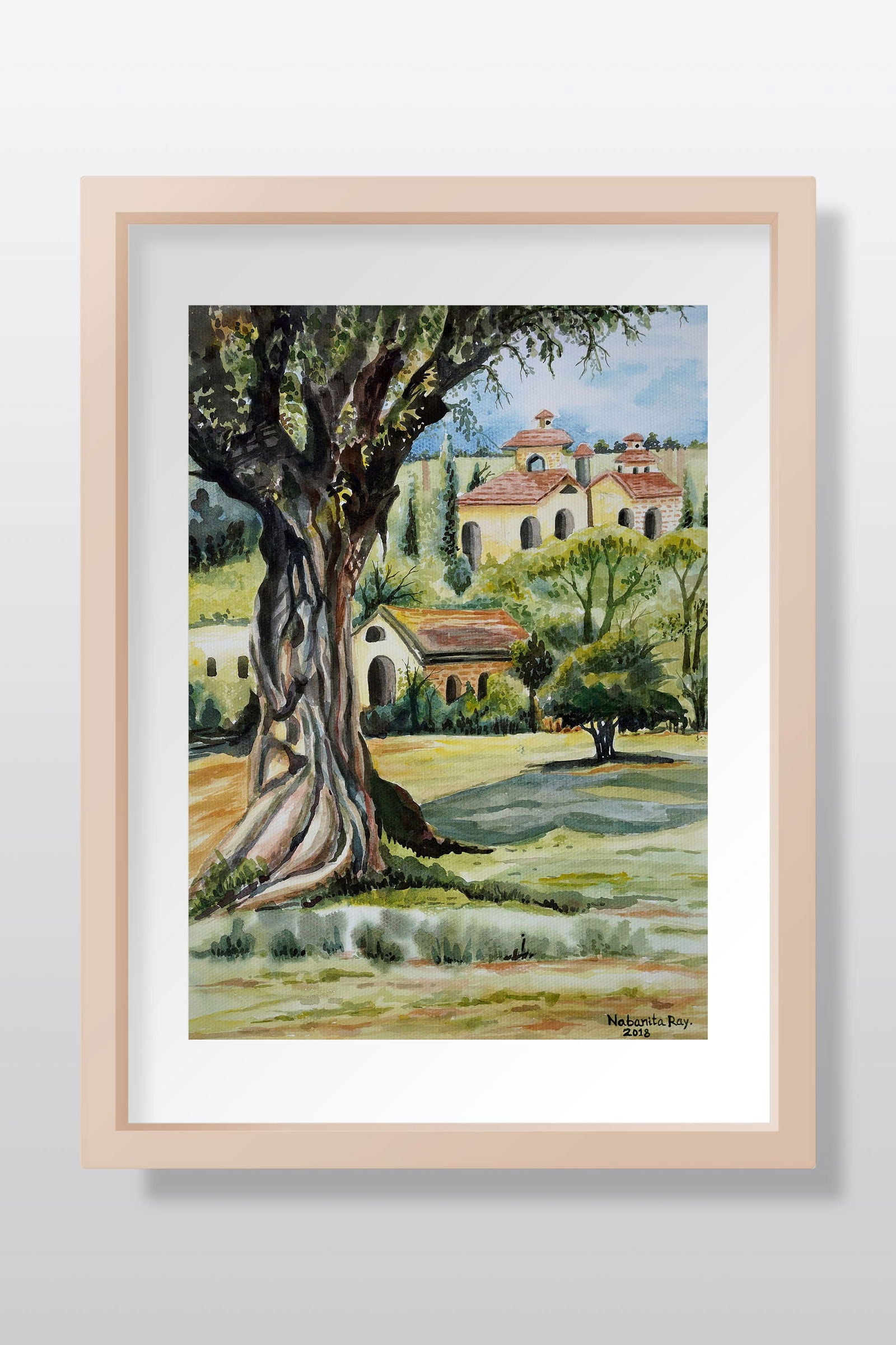 Village corner Watercolor Painting - Image 1