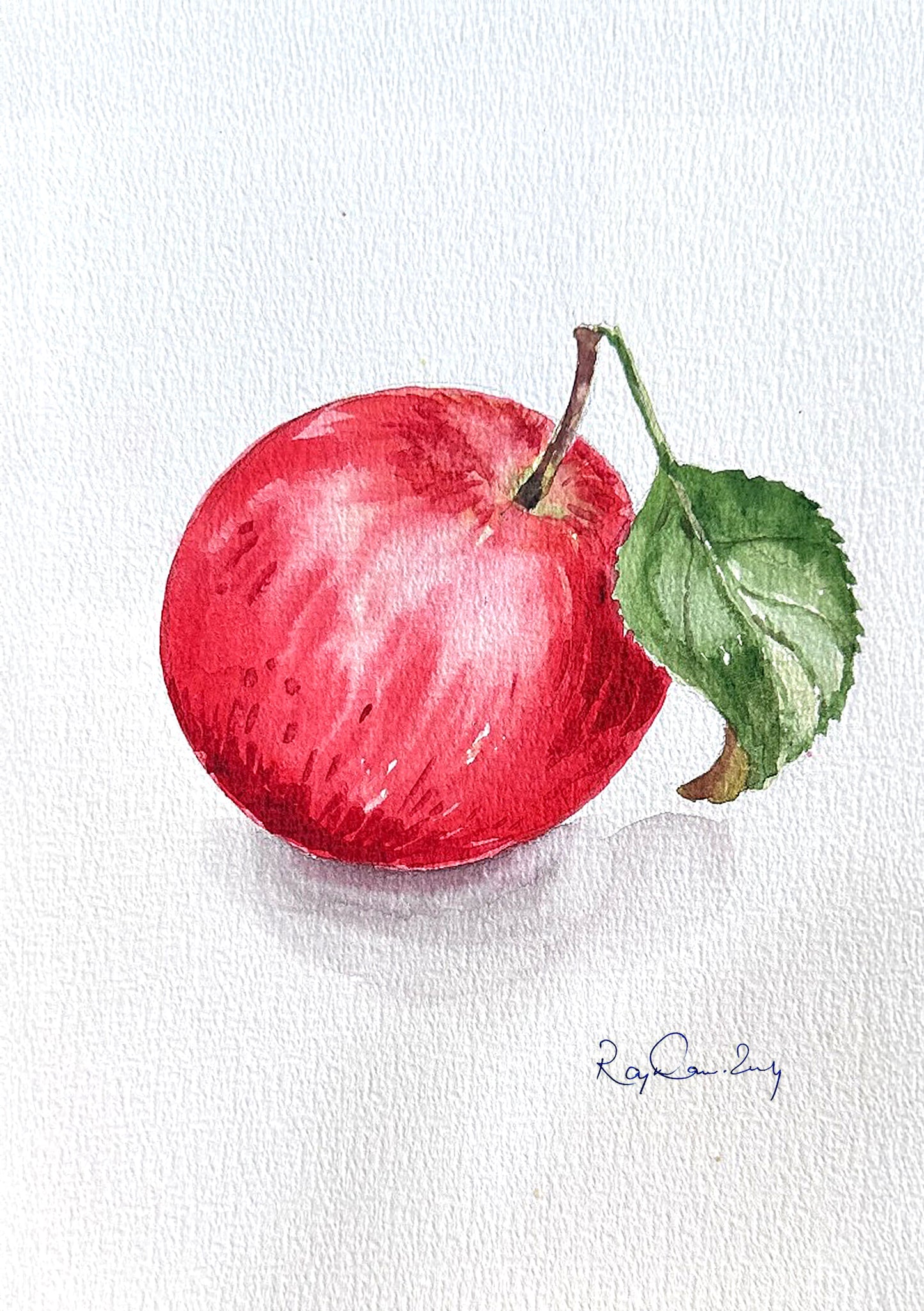 Apple Small watercolor Painting (A5 Size) - Image 1