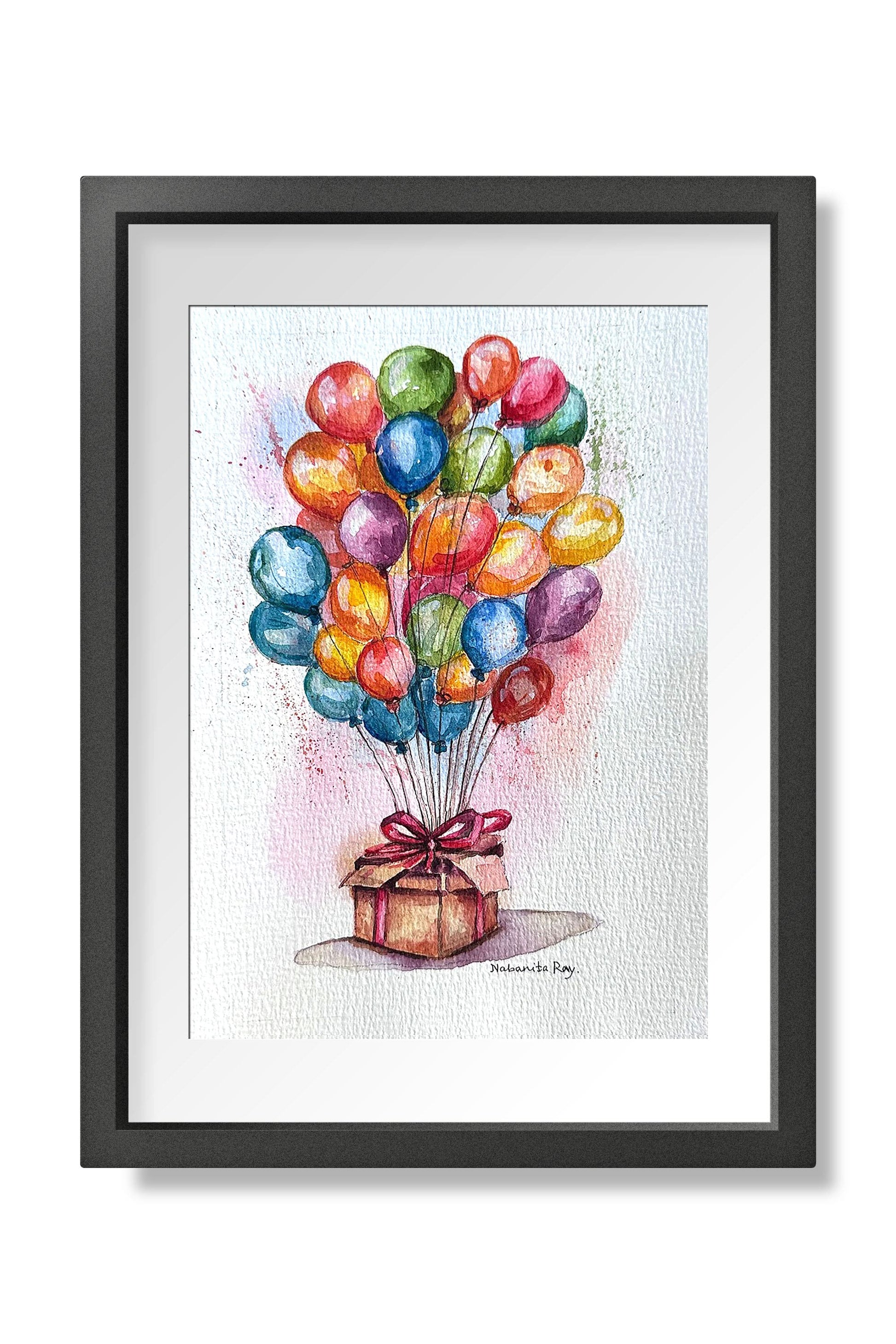 balloon Small watercolor Painting (A5 Size) - Image 1