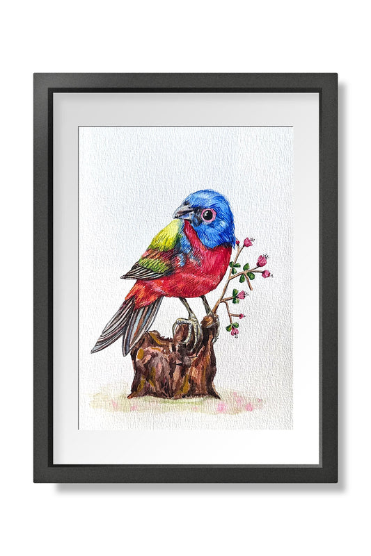 Colourful Bird Small watercolor Painting (A5 Size) - Image 1