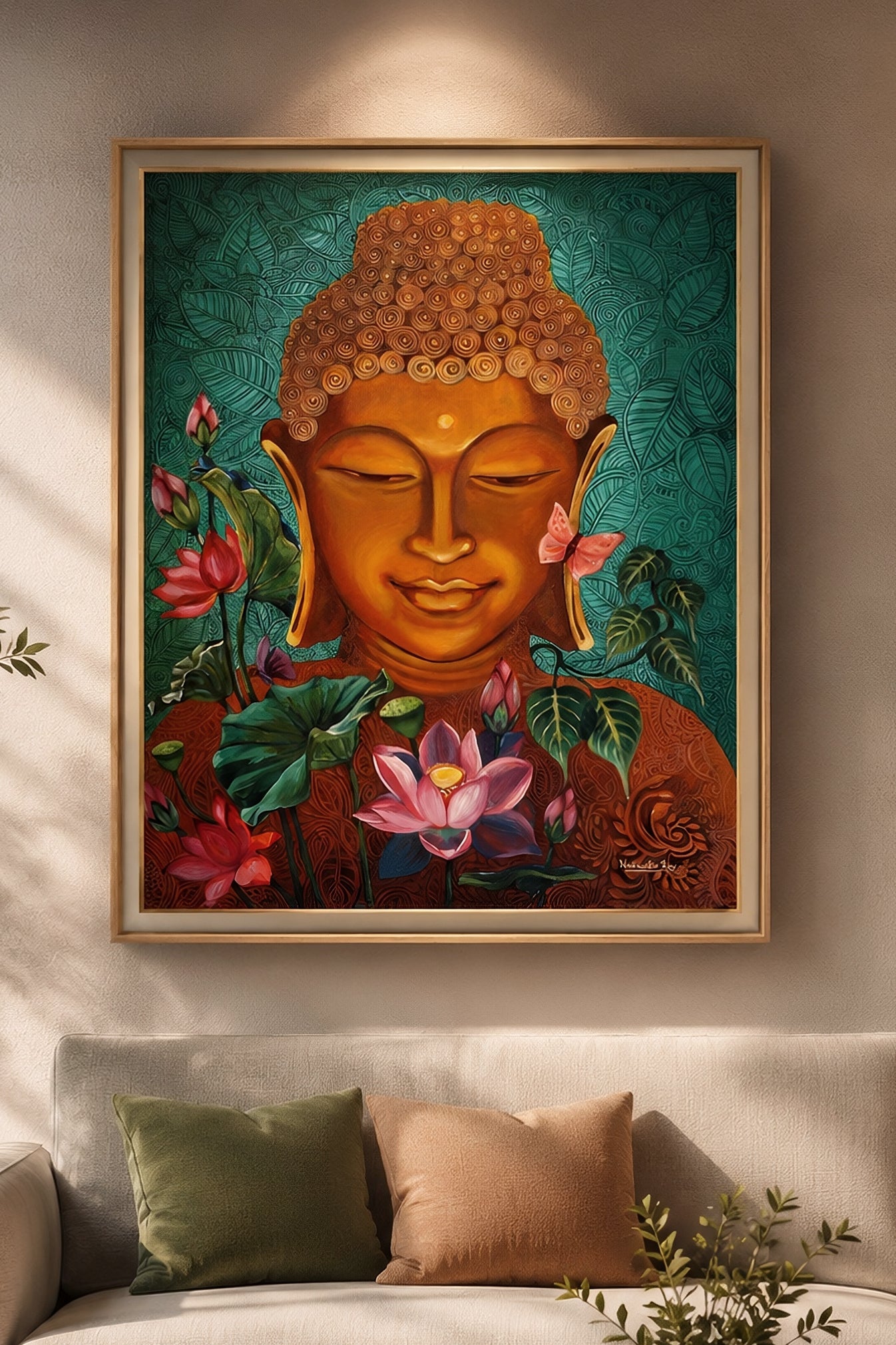 Gautam Buddha Acrylic Painting by Nabanita Ray, 24x30 Inch Hand-Painted Art