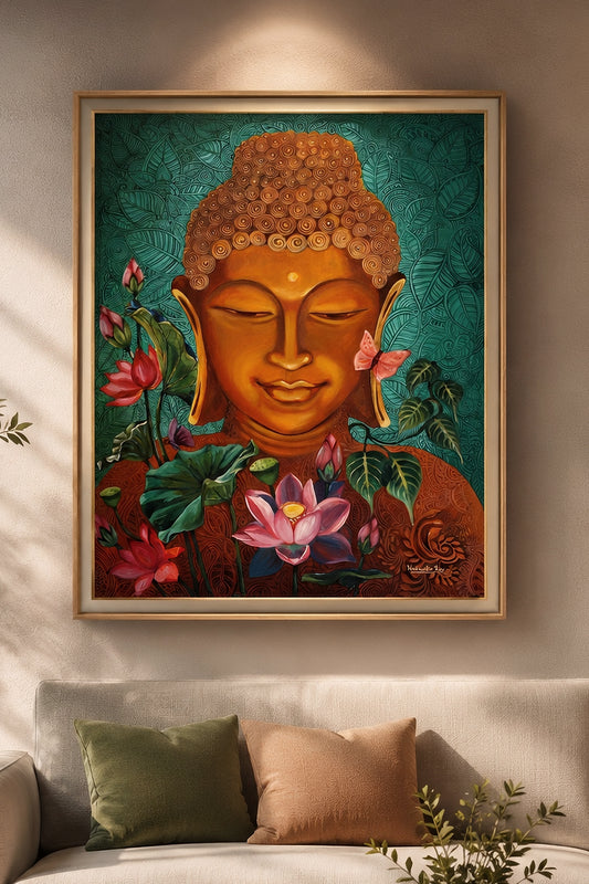 Gautam Buddha Acrylic Painting by Nabanita Ray, 24x30 Inch Hand-Painted Art