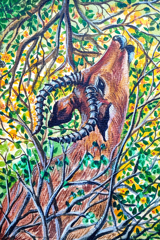 Nature's Guardian – Deer Watercolor Painting on A5 Handmade Paper