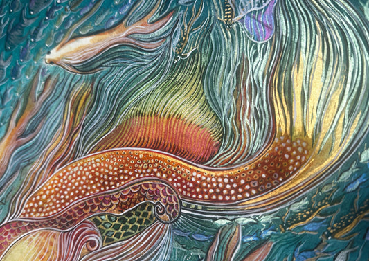 Ocean's Golden Guardian Original Fish Watercolor Painting