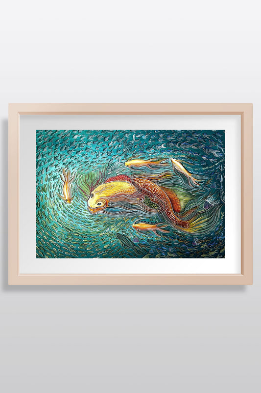 Ocean's Golden Guardian Original Fish Watercolor Painting