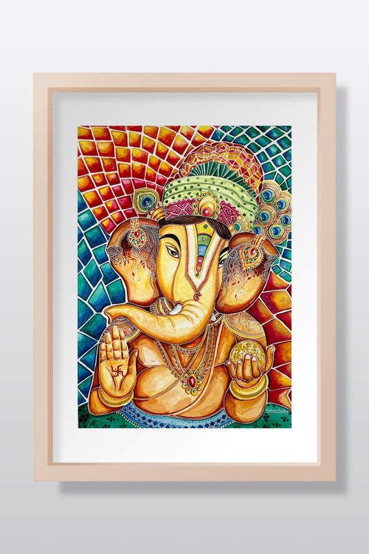 Serene Divinity: Ganesha in Vibrant Watercolor