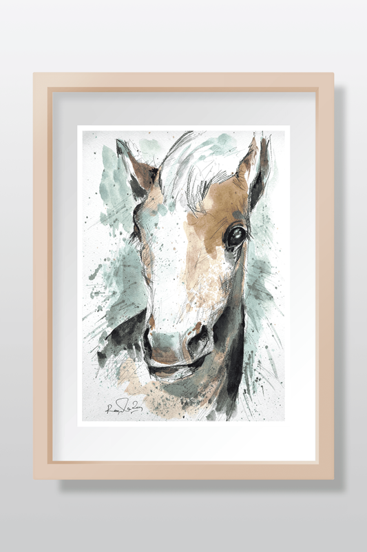 Horse in Bloom: Original Watercolor Painting