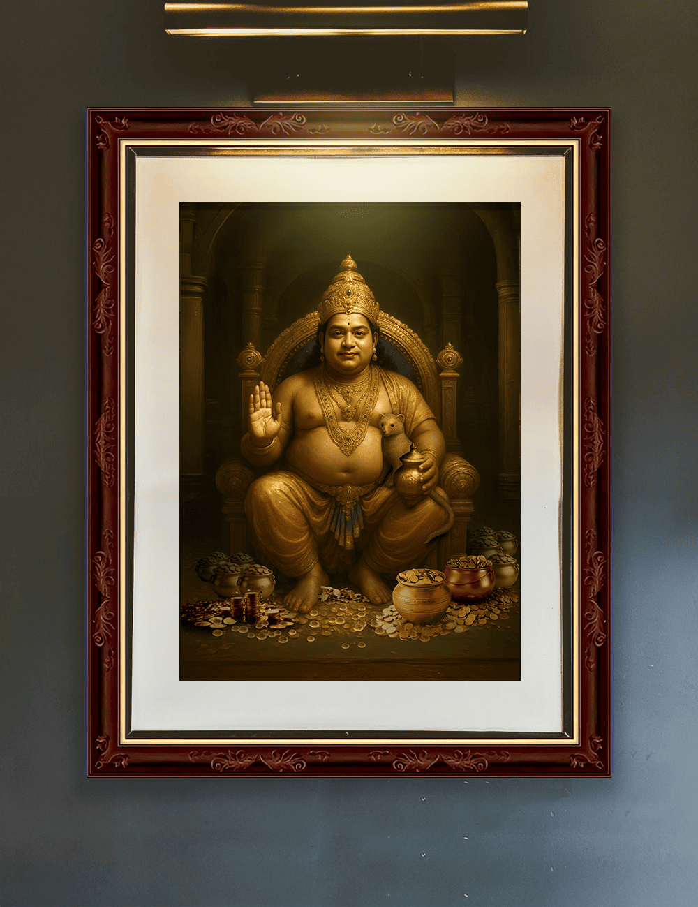 God Kubera Digital Painting – Wealth, Prosperity & Abundance | Vastu-Approved Wall Art for Home & Office - Image 1