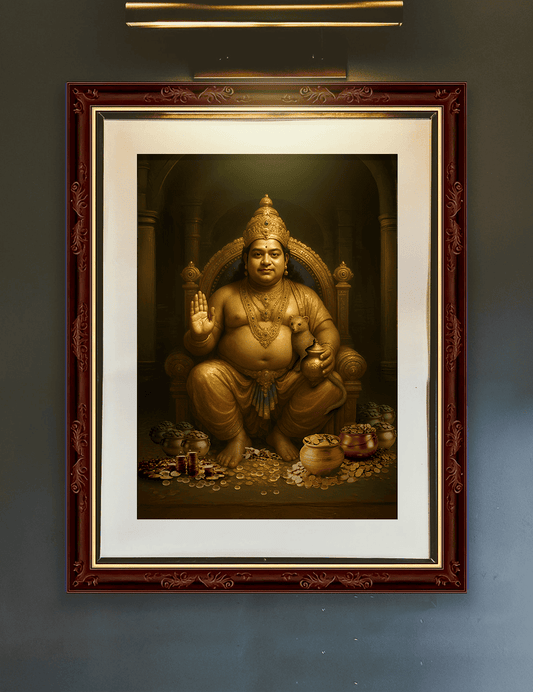 God Kubera Digital Painting – Wealth, Prosperity & Abundance | Vastu-Approved Wall Art for Home & Office - Image 1